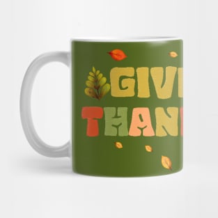 Give Thanks With Colorful Text Mug